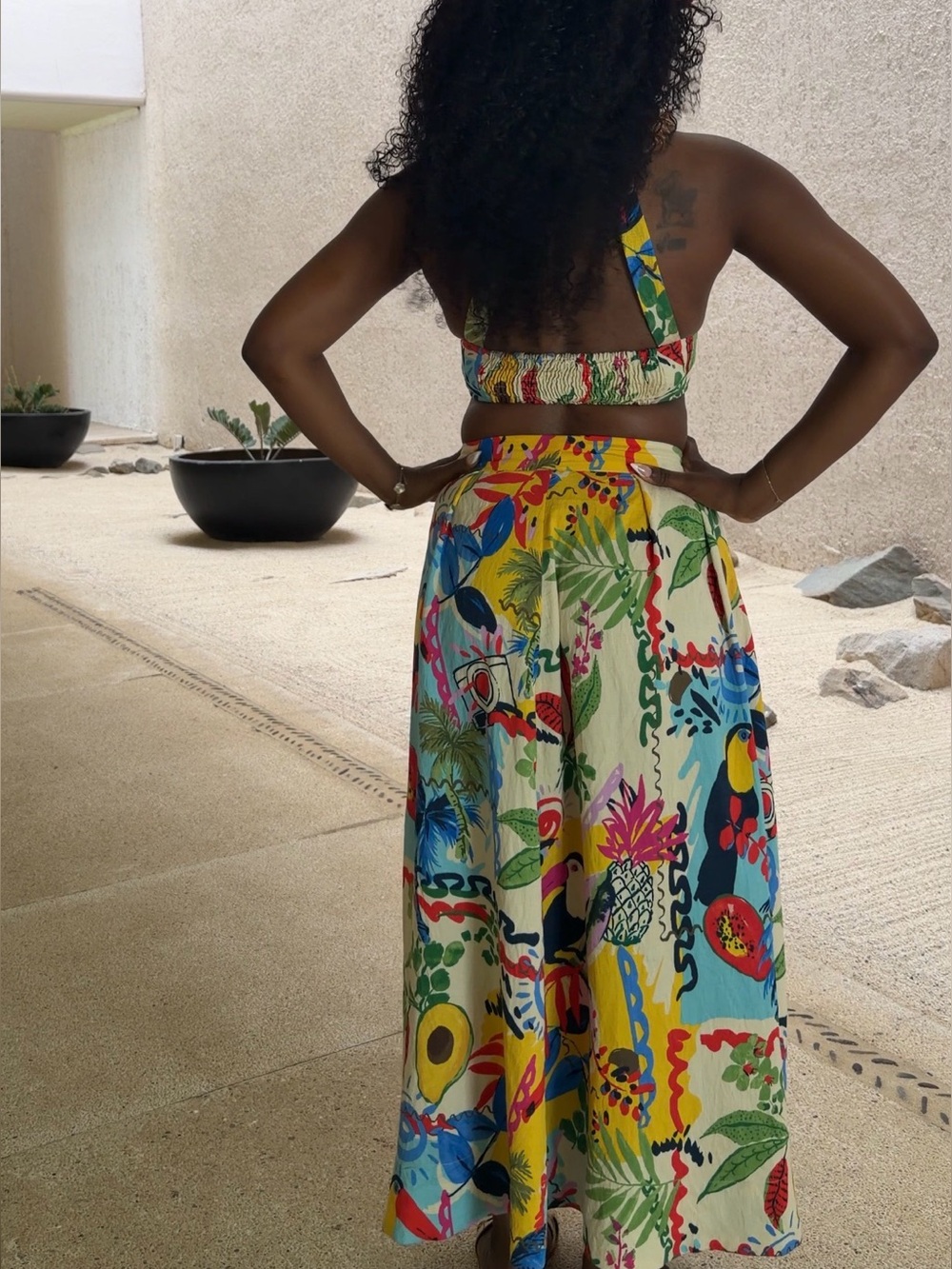 Zara Tropical Floral Print Crop Top & Maxi Skirt Set - Picture 8 of 15